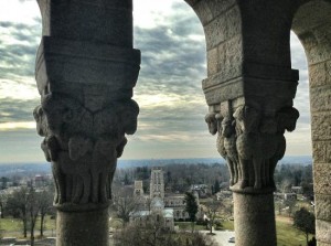 View of the Bryn Athyn Cathedral taken from the tower of Glencairn Museum by my cousin, Ed Gyllenhaal.  And you can just see the house I grew up in in the background
